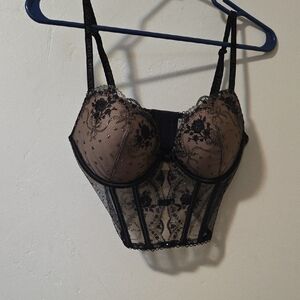 Elegant Black Lace Bustier 34 C
